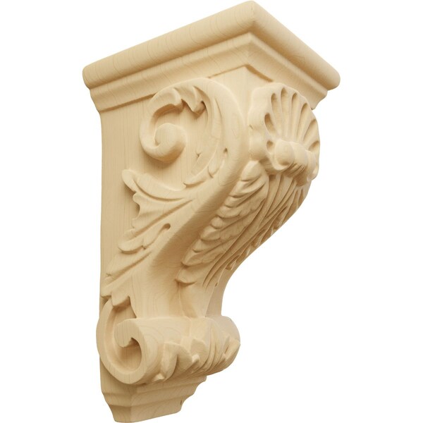 Ekena Millwork 3 1/2"W x 4"D x 7"H Small Shell Corbel, Alder - CORW03X04X07SHAL