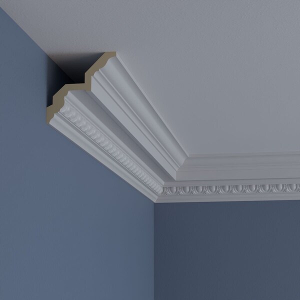 Ekena Millwork 3 1/2"H x 3 1/2"P x 5"F x 94 1/2"L Sussex Egg & Dart Crown Moulding - MLD03X03X05SU