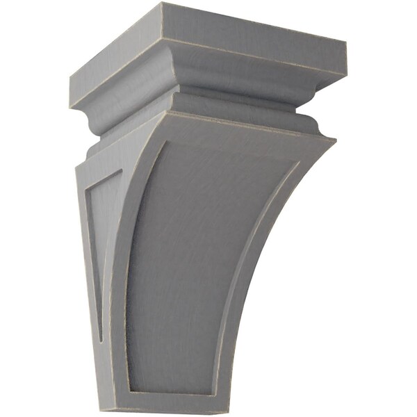 Ekena Millwork 3 1/2"W x 3 3/4"D x 6"H Mini Nevio Wood Vintage Decor Corbel, Pebble Grey - CORWD03X03X06NEPG