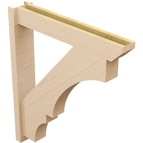 Ekena Millwork 6-in W x 34-in D x 38-in H Balboa Slat Rough Cedar Woodgrain TimberThane Outlooker, Primed Tan - OUTUR060X34X38BOA24RCPR