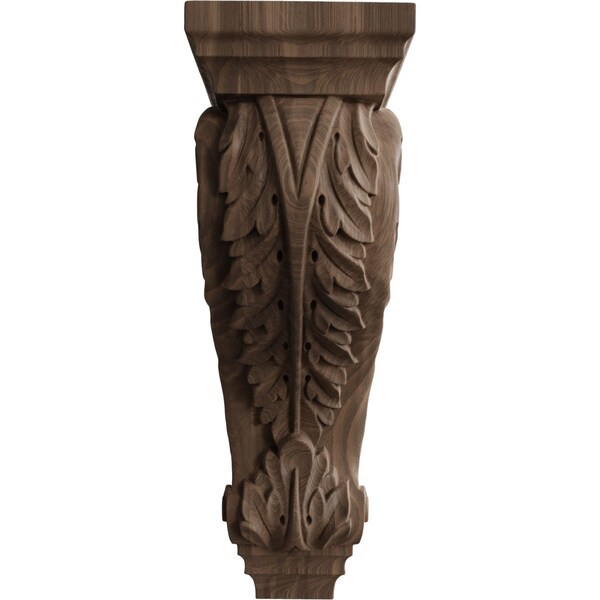 Ekena Millwork 6"W x 7 1/2"D x 18"H Extra Large Acanthus Wood Corbel, Walnut - CORW06X08X18ACWA