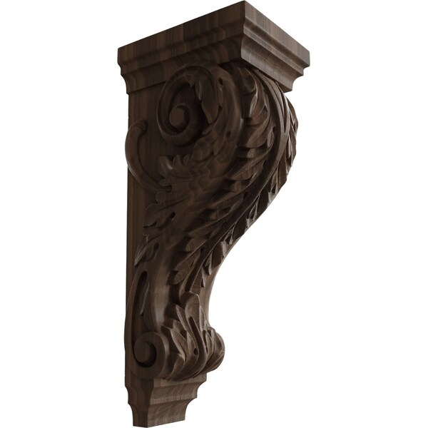 Ekena Millwork 6"W x 7 1/2"D x 18"H Extra Large Acanthus Wood Corbel, Walnut - CORW06X08X18ACWA