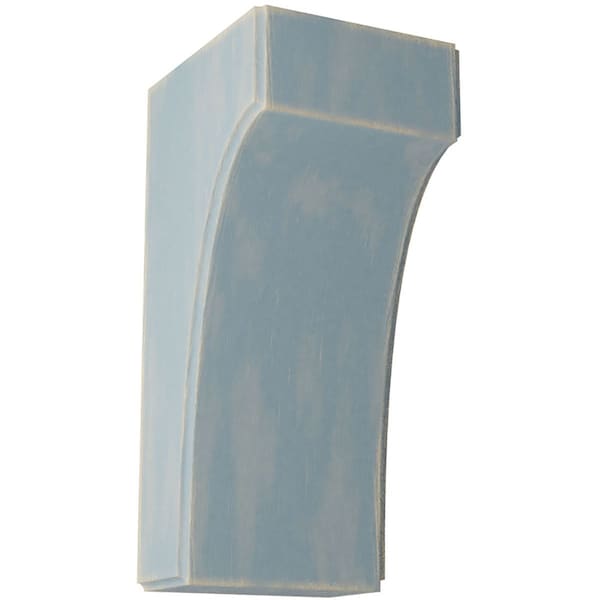 Ekena Millwork 3 1/2"W x 4"D x 8"H Clarksville Wood Vintage Decor Bracket, Driftwood Blue - BKTWD04X04X08CVBU