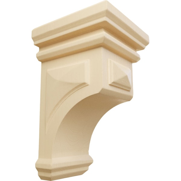 Ekena Millwork 3 1/2"W x 3 3/4"D x 6"H Mini Woodruff Wood Corbel, Maple - CORW03X03X06WFMA