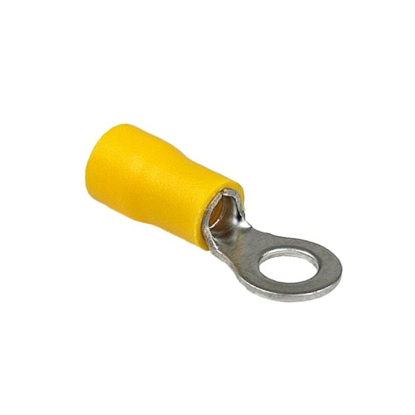 Terminales de anillo, aisladas con PVC, cable de calibre 10-12 AWG, tamaño de perno de 1/4 pulgada, amarillo, 10 piezas - RV5.5-6-10