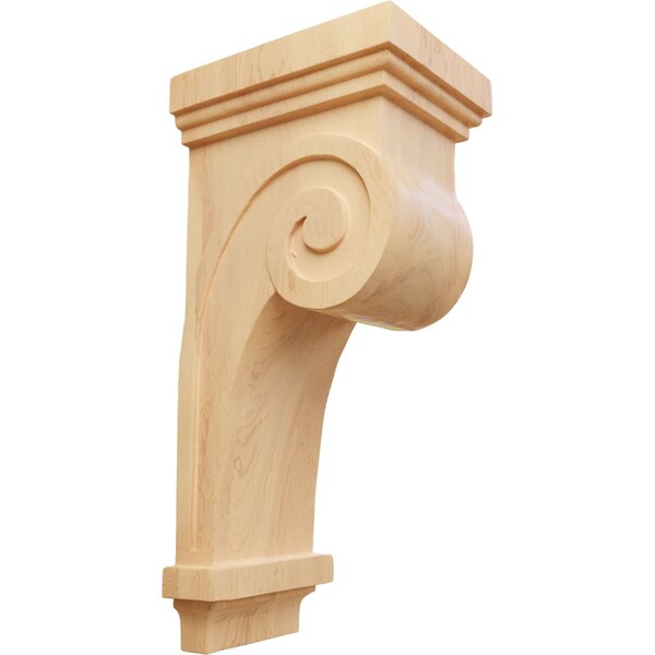 Ekena Millwork 4 1/2"W x 5 5/8"D x 12"H Scroll Corbel , Red Oak - COR04X05X12SCRO