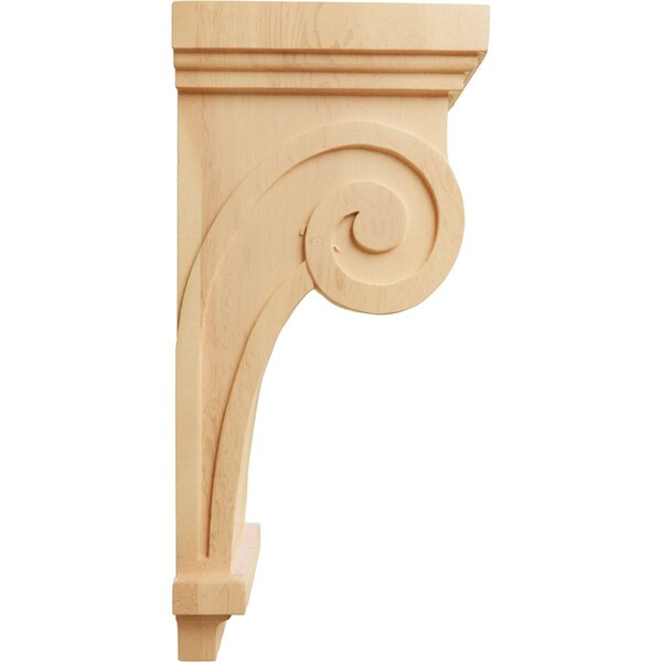 Ekena Millwork 4 1/2"W x 5 5/8"D x 12"H Scroll Corbel , Red Oak - COR04X05X12SCRO