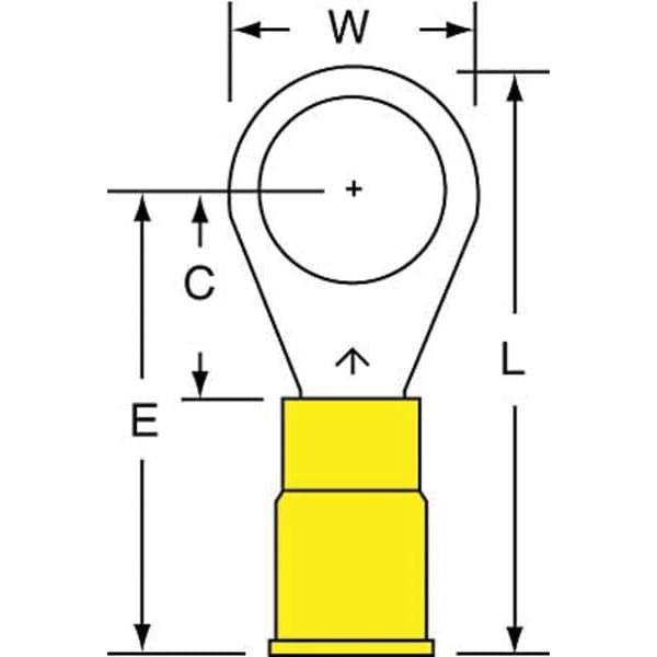 Terminal de anillo de vinilo para cable de 12-10 AWG, 3/8" con paquete de 500 piezas - MVU10-38R/SK