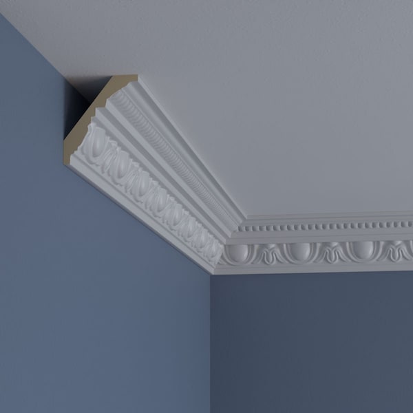 Ekena Millwork 3 1/4"H x 2 3/4"P x 4 3/8"F x 94 1/2"L Traditional Egg & Dart with Beads Crown Moulding - MLD03X02X04TR