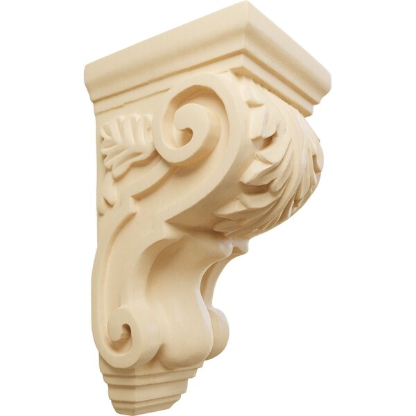 Ekena Millwork 3 1/2"W x 4"D x 7"H Small Traditional Acanthus Corbel, Maple - CORW03X04X07TAMA