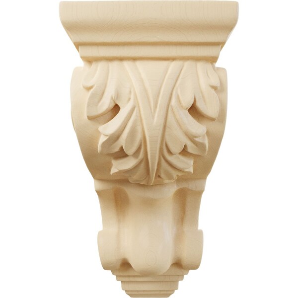 Ekena Millwork 3 1/2"W x 4"D x 7"H Small Traditional Acanthus Corbel, Maple - CORW03X04X07TAMA