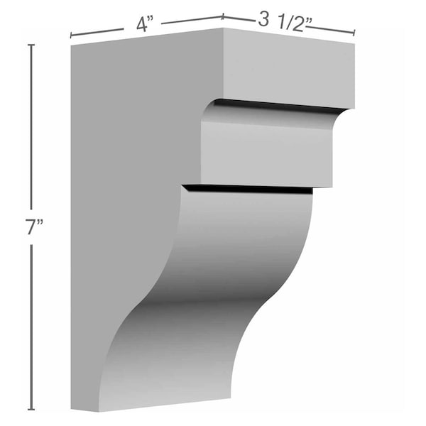Ekena Millwork 3 1/2"W x 4"D x 7"H Wigan Bracket - BKT03X04X07WG