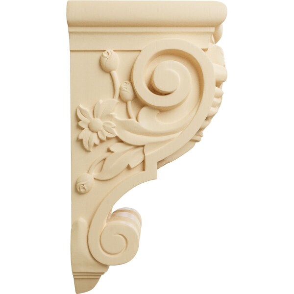 Ekena Millwork 6 1/4"W x 7 5/8"D x 14 1/8"H Large Floral Corbel, Maple - COR06X07X14FLMA