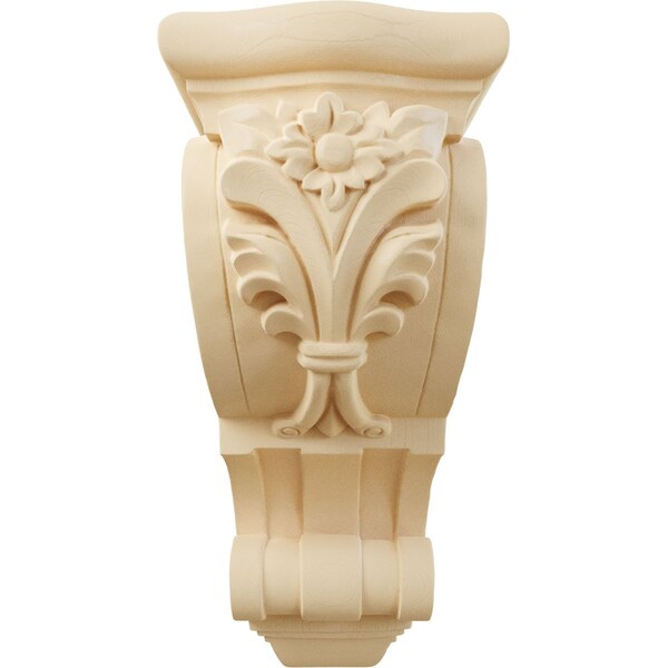 Ekena Millwork 6 1/4"W x 7 5/8"D x 14 1/8"H Large Floral Corbel, Maple - COR06X07X14FLMA