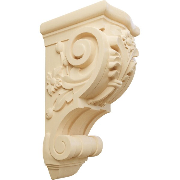 Ekena Millwork 6 1/4"W x 7 5/8"D x 14 1/8"H Large Floral Corbel, Maple - COR06X07X14FLMA