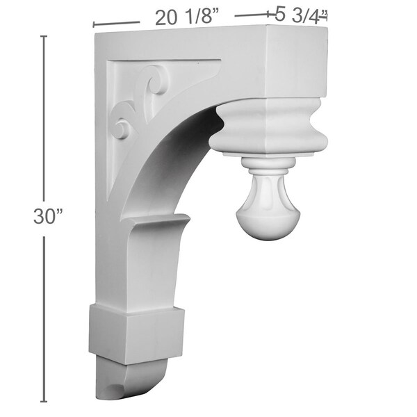 Ekena Millwork 5 3/4"W x 20 1/8"D x 30"H Aberdeen Corbel - COR06X20X30AB