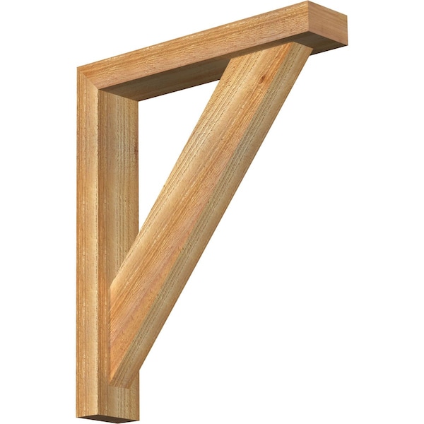 Ekena Millwork Traditional Block Rough Sawn Bracket w/ Offset Brace, Western Red Cedar, 4"W x 20"D x 24"H - BKT0402X20X24TRA05RWR