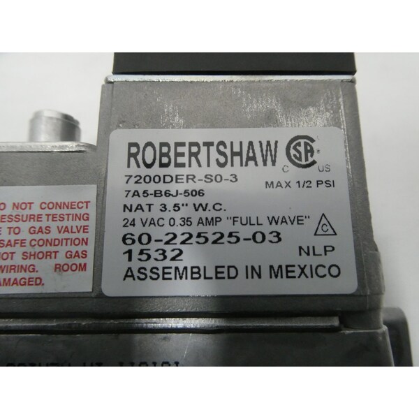 Robertshaw GAS FURNACE HEATING FULL WAVE 24VAC 0.35A OTHER VALVE - 7200DER-S0-3