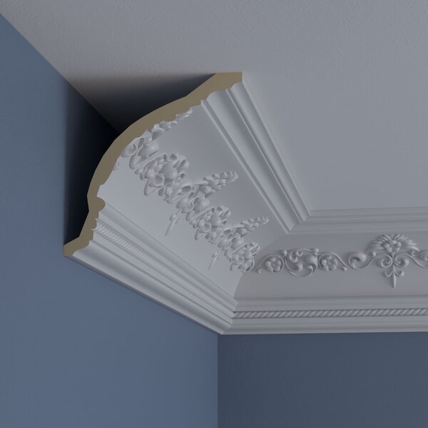 Ekena Millwork 6 1/4"H x 6 1/4"P x 8 7/8"F x 94 1/2"L, (11 3/4" Repeat), Sydney Crown Moulding - MLD06X06X08SY