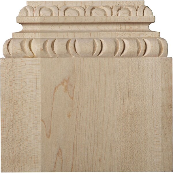 Ekena Millwork 5 7/8"BW x 4 1/8" Top Width x 2"D x 6"H, Chesterfield Base Plinth, Alder - BAS05X02X06CHAL