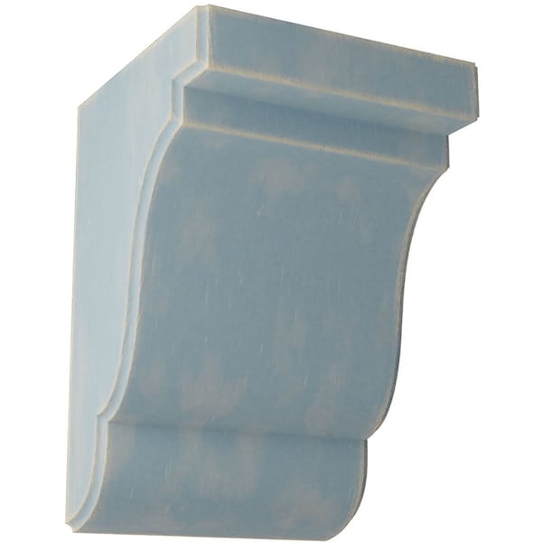 Ekena Millwork 5 1/4"W x 5"D x 7 1/2"H Bedford Wood Vintage Decor Bracket, Driftwood Blue - BKTWD05X05X08BEBU