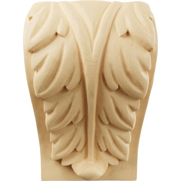 Ekena Millwork 3 3/4"W x 3 1/4"D x 6"H Large Acanthus Leaf Block Corbel, Maple - CORW04X03X06BAMA