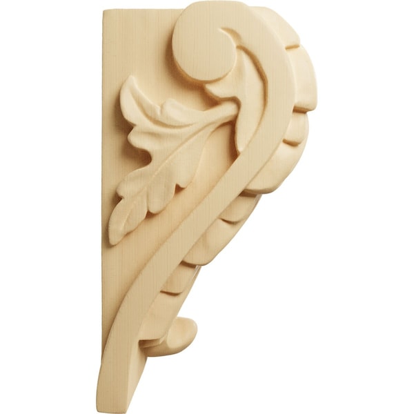 Ekena Millwork 3 3/4"W x 3 1/4"D x 6"H Large Acanthus Leaf Block Corbel, Maple - CORW04X03X06BAMA