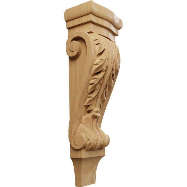 Ekena Millwork 5 1/8"W x 3 3/8"D x 15 1/2"H Medium Acanthus Pilaster Wood Corbel, Cherry - CORW05X03X16PACH