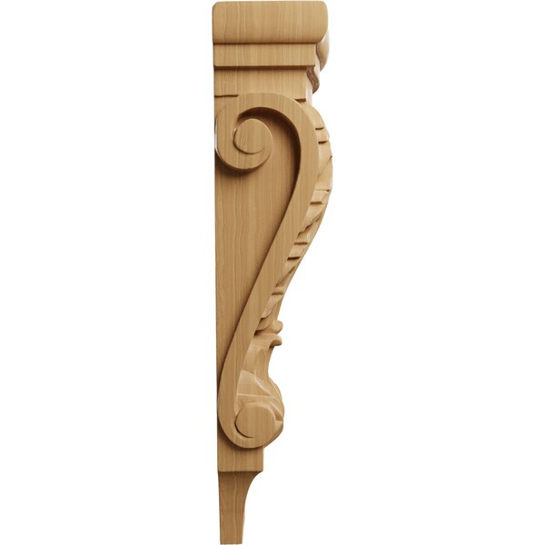 Ekena Millwork 5 1/8"W x 3 3/8"D x 15 1/2"H Medium Acanthus Pilaster Wood Corbel, Cherry - CORW05X03X16PACH