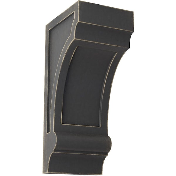 Ekena Millwork 5 1/2"W x 7"D x 14"H Diane Recessed Wood Vintage Decor Corbel, Black - CORWD06X07X14DIBL