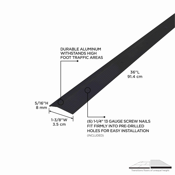M-D Building Products Aluminum, Matte Black, 36 in L, 1.375 in W - 66267