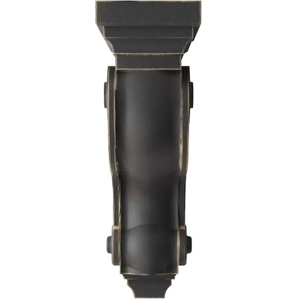 Ekena Millwork 3 3/8"W x 6 1/2"D x 10 1/2"H Boston Traditional Scroll Wood Vintage Decor Corbel, Black - CORWD03X06X10TSBL