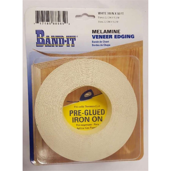Tinkertools 50 ft. x 0.87 x 0.03 in. White Melamine Edge Banding - TI3328691
