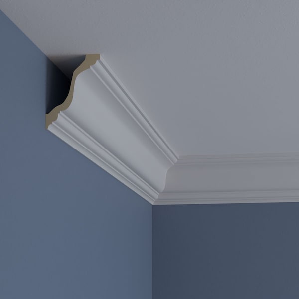 Ekena Millwork 3 3/4"H x 2 3/4"P x 4 5/8"F x 94 1/2"L Traditional Smooth Crown Moulding - MLD03X02X04SM