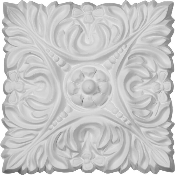Ekena Millwork 6 1/8"W x 6 1/8"H x 3/4"P Acanthus Leaf with Beads Square Rosette - ROS07X07AC