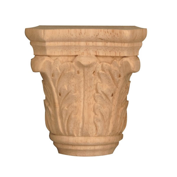 Osborne Wood Products 3 5/8 x 3 1/2 x 1 3/4 Medium Acanthus Half Round Capital in Rubberwood - 892032RW
