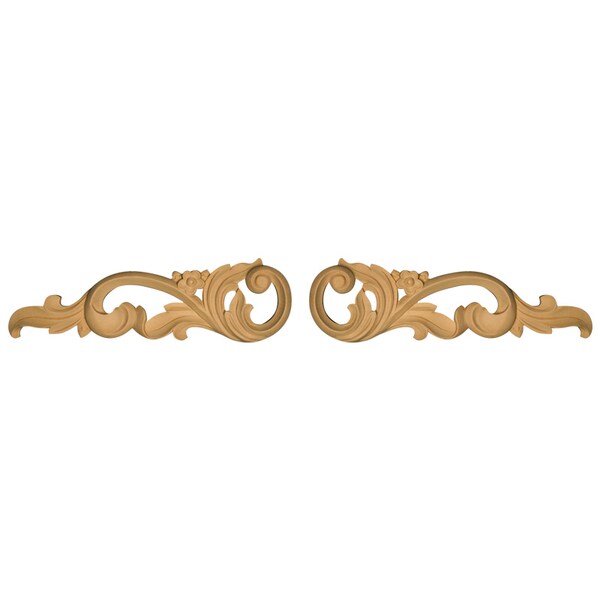 Osborne Wood Products 3 1/2 x 11 7/8 x 13/16 Carved Scrolls (Pair) in Rubberwood PR - 891815RW
