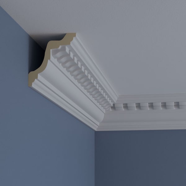 Ekena Millwork 4 1/4"H x 3 7/8"P x 5 3/4"F x 94 1/2"L Bulwark Dentil Crown Moulding - MLD04X04X06BU