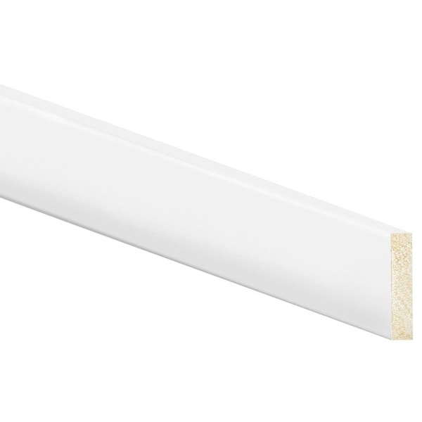 Inteplast Group Modern Baseboard Moulding, 8 ft L, 212 in W, 12 in Thick, Polystyrene, Crystal White - 50250800032