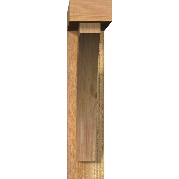 Ekena Millwork Thorton Block Rough Sawn Bracket w/ Offset Brace, Western Red Cedar, 4"W x 18"D x 18"H - BKT0402X18X18THR05RWR