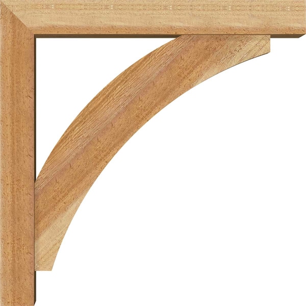Ekena Millwork Thorton Block Rough Sawn Bracket w/ Offset Brace, Western Red Cedar, 4"W x 18"D x 18"H - BKT0402X18X18THR05RWR
