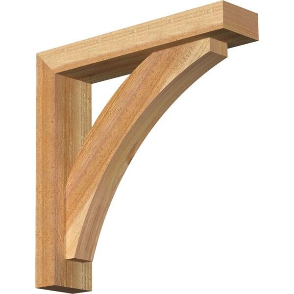 Ekena Millwork Thorton Block Rough Sawn Bracket w/ Offset Brace, Western Red Cedar, 4"W x 18"D x 18"H - BKT0402X18X18THR05RWR