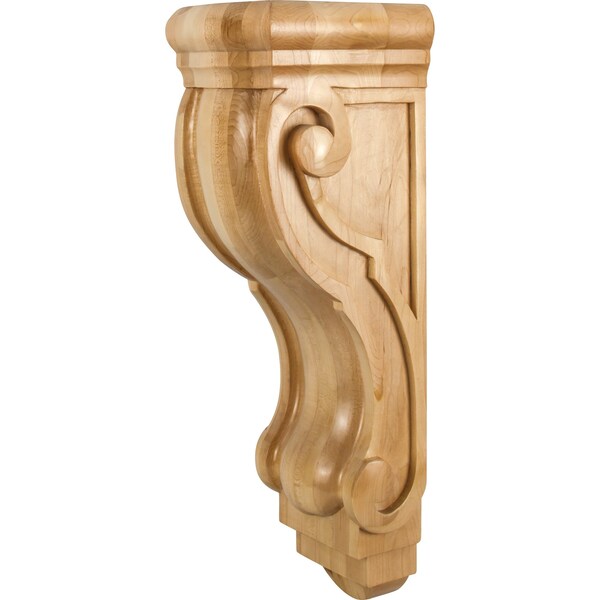 Hardware Resources 6-3/4" Wx4-5/8"Dx22"H Rubberwood Scrolled Corbel - CORQ-3RW