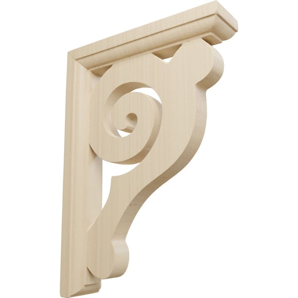 Ekena Millwork 1 1/2"W x 6"D x 8 1/2"H Bulwark Bracket, Rubberwood - BKT01X06X08BURW