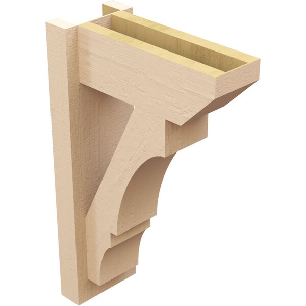 Ekena Millwork 6-in W x 14-in D x 22-in H Balboa Slat Rough Cedar Woodgrain TimberThane Outlooker, Primed Tan - OUTUR060X14X22BOA24RCPR