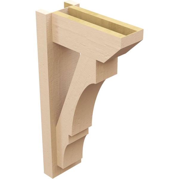 Ekena Millwork 6-in W x 14-in D x 26-in H Balboa Slat Rough Cedar Woodgrain TimberThane Outlooker, Primed Tan - OUTUR060X14X26BOA24RCPR