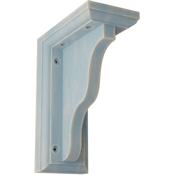 Ekena Millwork 3"W x 5"D x 7"H Hamilton Traditional Wood Vintage Decor Bracket, Driftwood Blue - BKTWD03X05X07HABU