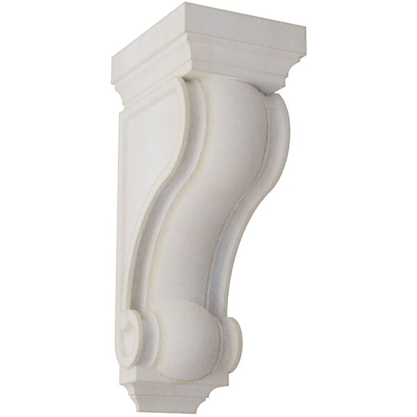 Ekena Millwork 6"W x 7 1/2"D x 16"H Devon Traditional Wood Vintage Decor Corbel, Chalk Dust White - CORWD06X08X16DEWH