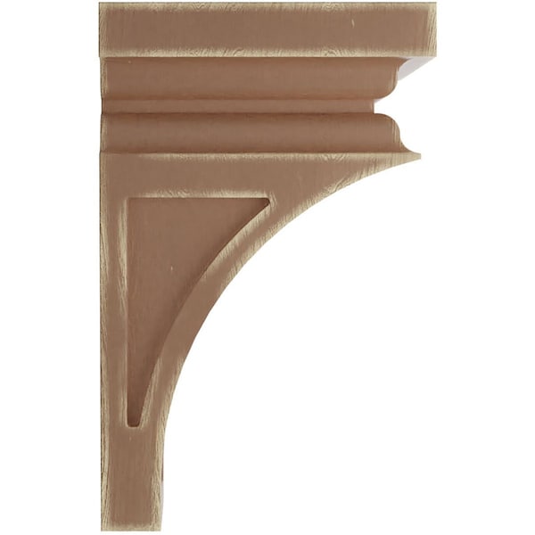 Ekena Millwork 3 1/2"W x 3 3/4"D x 6"H Mini Nevio Wood Vintage Decor Corbel, Weathered Brown - CORWD03X03X06NEBR