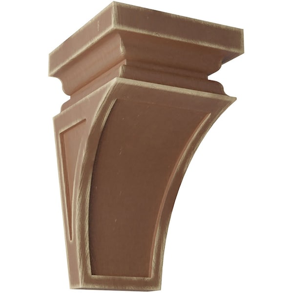 Ekena Millwork 3 1/2"W x 3 3/4"D x 6"H Mini Nevio Wood Vintage Decor Corbel, Weathered Brown - CORWD03X03X06NEBR